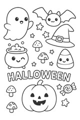 Funny Cartoon Halloween Icons Set