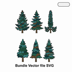 Fototapeta premium Pine tree and fir vector collection for winter and nature themes. Perfect for landscape design, Christmas scenes, and outdoor projects.