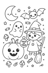 Funny cartoon characters coloring book pattern for children