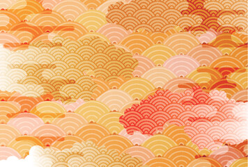 Obraz na płótnie Canvas 秋 和柄 オレンジ背景  Obraz na płótnie Canvas 秋 和柄 オレンジ背景