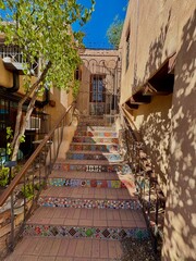 Naklejka premium narrow street in Santa Fe, NM