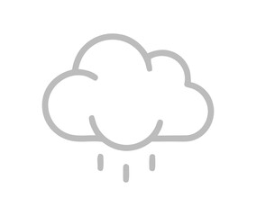 A cloud icon with falling raindrops indicating precipitation against a white background