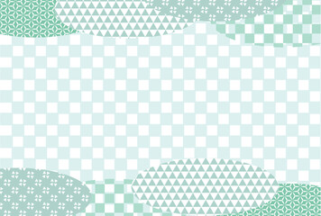 和柄　年賀状　青　背景	