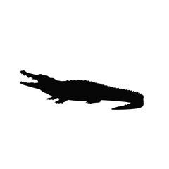 Fototapeta premium Crocodile icon vector silhouette in nature for design, illustration, wildlife, reptile, animal logo, graphic, emblem, icon, art