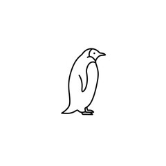 Obraz premium Elegant single line penguin icon, a minimalist vector graphic representing arctic wildlife and nature. This clean and simple animal symbol is isolated on a white background, perfect for logos