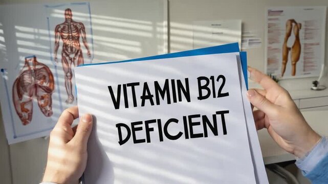 Medical report with the text "vitamin b12 deficiency."