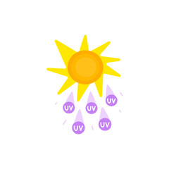 Bright Sun With UV Bubbles Illustrates Sunlight, UV Radiation, And Warm Summer Energy