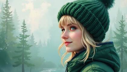 portrait of young woman with blonde hair and blue eyes