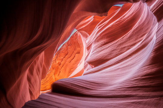 Sand shaped like silk in Lower Antelope Cayon, in Navajo land near Page, Arizona, just a few miles from the Utah border.