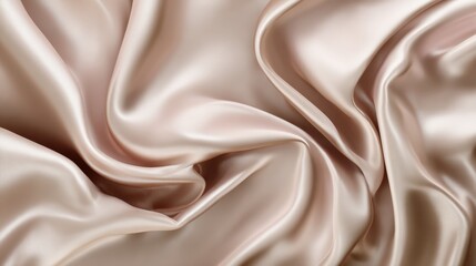 Elegant and smooth satin fabric texture in soft beige color with beautiful draping