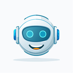 Cheerful Digital Avatar: A Smiling Futuristic Robot's Head, Perfect for Tech Concepts