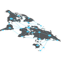 Global Network Connection Map Representing Digital Connectivity Across Continents With Blue Dots And Lines On A White Background