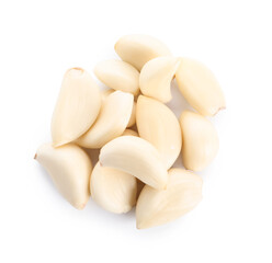 Fresh garlic cloves on white background