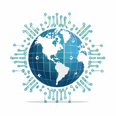 Global network connection abstract concept with earth globe and circuit board design element