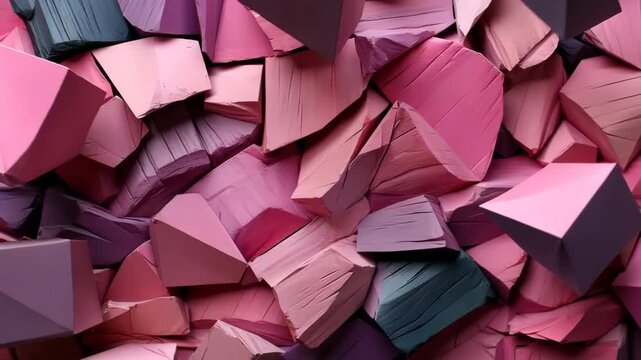 Abstract Geometric Shapes: An artistic arrangement of fragmented, multi-toned geometric shapes, creating a vibrant display of color, texture and dimension. A playful composition of angles, lines.