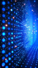 Fototapeta premium Radiant tunnel of light with blue tech wall patterns picture