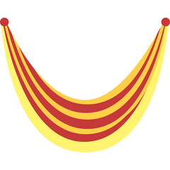 Illustration Of A Red And Yellow Striped Hammock With Red Ball Ends Suspended Against A Transparent Background Showing A Curved Shape Ready For Relaxation