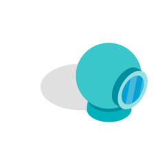 Turquoise Webcam With Shadow On White Background Isometric View Simple Modern Icon For Online Communication and Technology