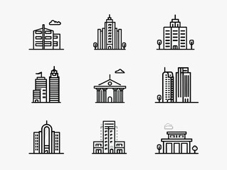 Vector Cityscape Pattern with Modern Skyscraper Buildings in Minimalist Style for Urban Design