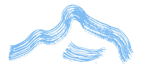 Artistic wavy grunge textured vector blue ink brush stroke border. Abstract turquoise curve dynamic isolated grunge paintbrush for texture design, abstract sound wave, striped mascara, mountain