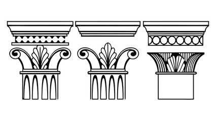 Architectural Motifs, Classical elements Blocks Design Vector Line Art Cad Drawings of structural elements, historical design, decorative motif