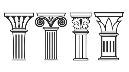 Architectural Motifs, Classical elements Blocks Design Vector Line Art Cad Drawings of structural elements, historical design, decorative motif