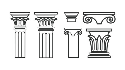 Architectural Motifs, Classical elements Blocks Design Vector Line Art Cad Drawings of structural elements, historical design, decorative motif