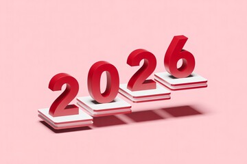 2026 typography – geometric shape composition, modern abstract pattern, colorful minimal design