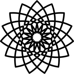Obraz premium Intricate Black Geometric Mandala Pattern With Transparent Background Concentric Circles Starburst Motif