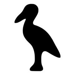 Graceful stork standing, solid black silhouette. Vector illustration logo, icon, symbol, design sign, character on white background.