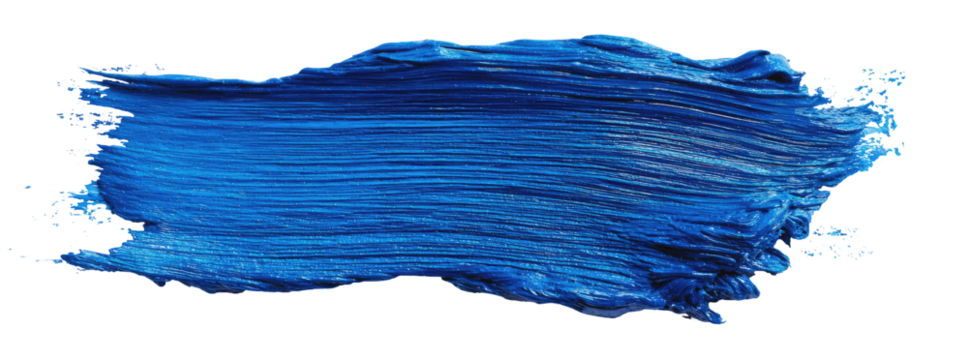 A bold, horizontal smear of deep blue paint