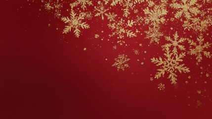 Sparkling Gold Snowflakes on Rich Red Background for Festive Holiday Celebrations and Seasonal Events Photography