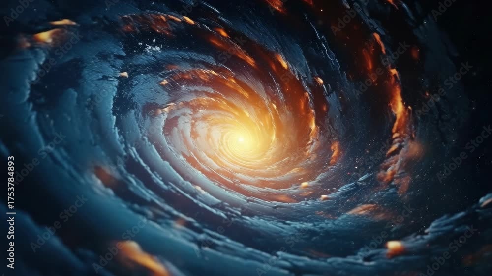 Wall mural a spiral galaxy with a bright yellow star in the center. the galaxy is surrounded by a cloud of dust