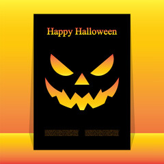 Fiery Jack-o'-Lantern Halloween Poster with Glowing Gradient Frame. Set against a black background with a gradient border from yellow to orange, this design captures the spooky spirit of Halloween.