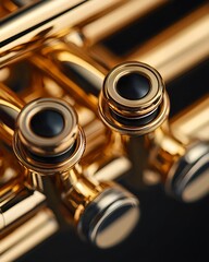 Naklejka premium Polished metallic trumpet valves high resolution picture