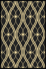 Fototapeta premium Vintage Floral Harmony: Seamless Trailing Vine Pattern with Delicate Leaves and Flowers in Beige on a Black Canvas