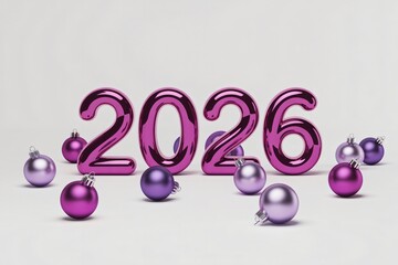 2026 typography – neon cyber glow, futuristic digital pattern, tech modern background