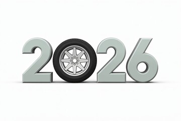 2026 typography – red light gradient, dark tone background, elegant glowing design