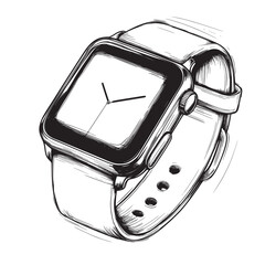 flat line art style illustration of smartwatch with a fitness tracking app
