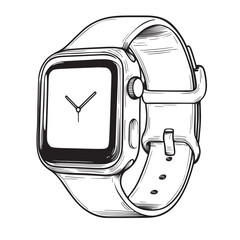 hand drawn outline vector illustration set of smartwatch tracking heart rate during exercise
