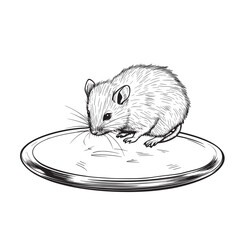 outline vector illustration in doodle style of mouse on a glasstopped table