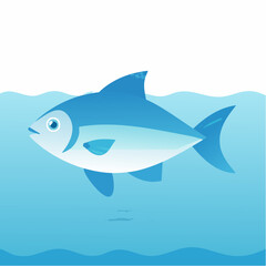 Obraz premium Cartoon Fish Swimming in Blue Water - Cheerful Aquatic Illustration