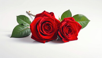 Red rose flower bloom petal green leaf romantic nature fresh beauty close up