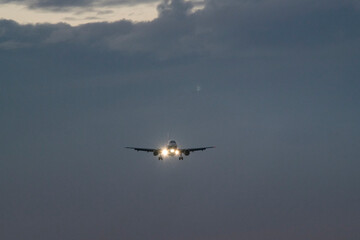 Airliner Navigating the Evening Sky