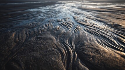 Abstract patterns on wet sand