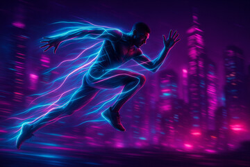 Fototapeta premium Neon Leap Athlete