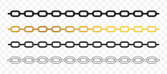 Set of Four Chain Borders Black Gold Outline Graphic
