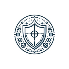 Obraz premium Shield emblem design with geometric patterns and symbols