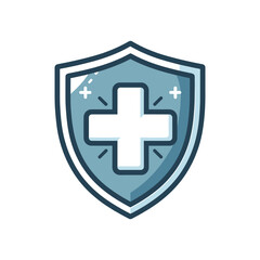 Obraz premium Shield emblem featuring a cross symbolizing health