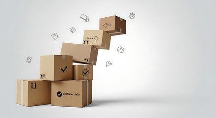 Box of Progress: Illustrative depiction of stacked delivery boxes in a staircase arrangement, symbolizing delivery progress